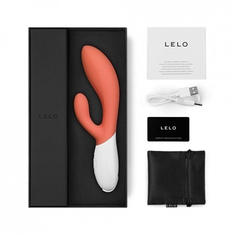 Lelo - Ina 3 兔耳震動棒 - 珊瑚色