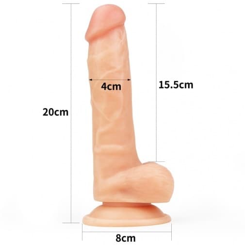 Lovetoy - 束帶連附陰囊7.5"假陽具 - 膚色
