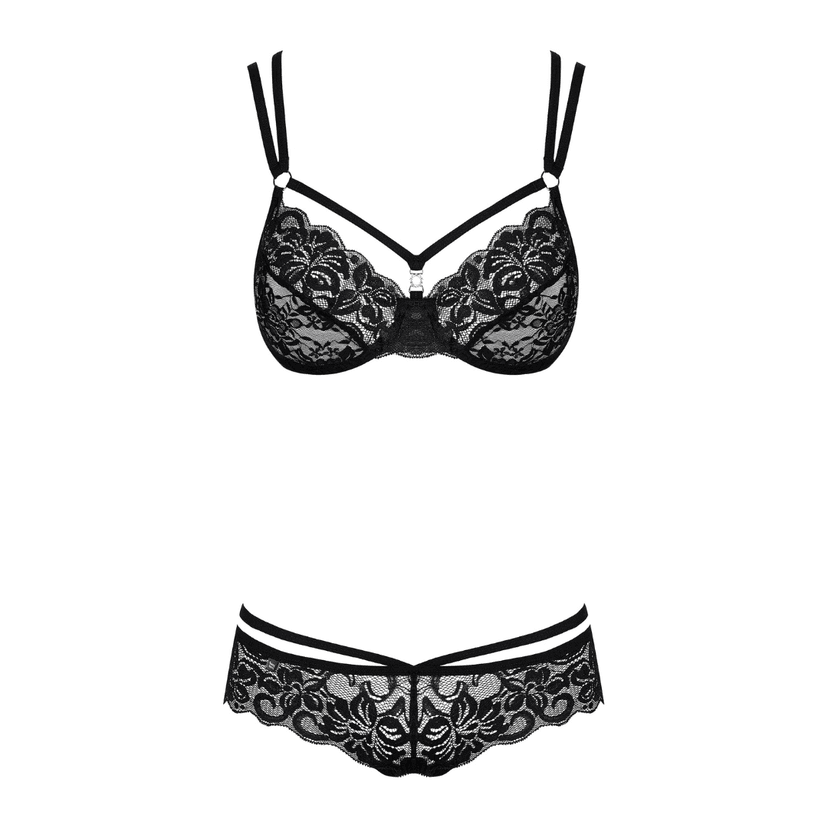 Obsessive - 玫瑰暗紋情趣內衣套裝 860-SET-1 - S/M/L/XL