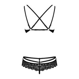 Obsessive - 玫瑰暗紋情趣內衣套裝 860-SET-1 - S/M/L/XL