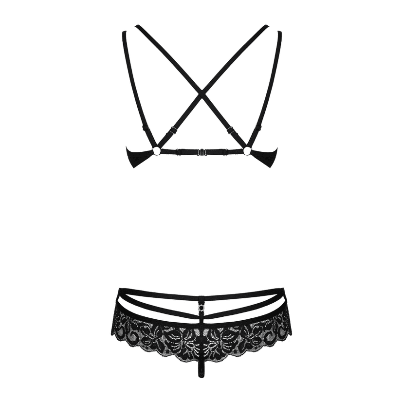Obsessive - 玫瑰暗紋情趣內衣套裝 860-SET-1 - S/M/L/XL