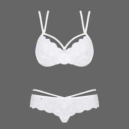 Obsessive - 白色花卉暗紋情趣內衣套裝 860-SET-2 - S/M/L/XL