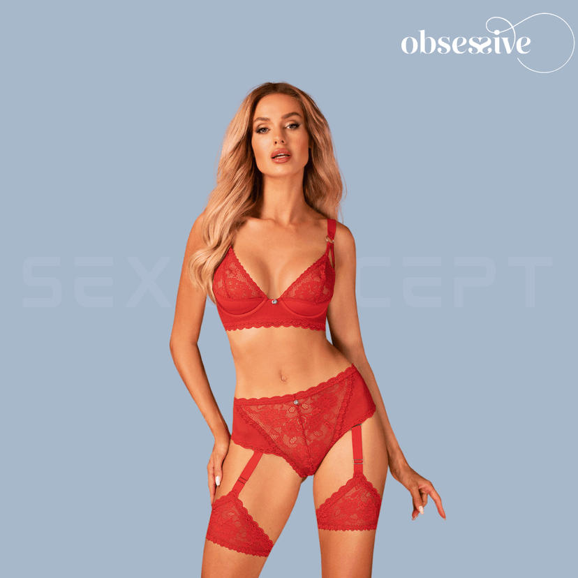 Obsessive - Belovya 紅色蕾絲透視情趣bra - XS/S/M/L/XL/XXL