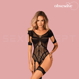 Obsessive - G334 幾何圖形鏤空開襠連身襪 S/M/L