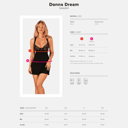Obsessive - Donna Dream 低胸透視蕾絲情趣睡裙套裝  - XS/S/M/L