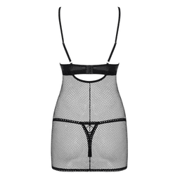Obsessive - Redella chemise & thong 性感仿皮革網格情趣內衣套裝 - S/M/L/XL