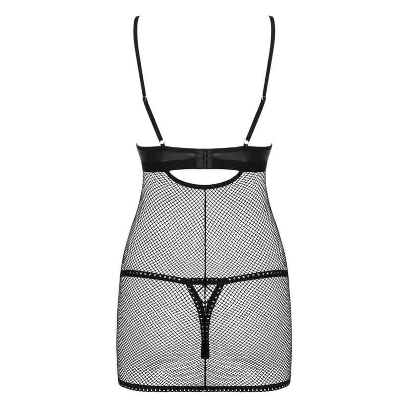 Obsessive - Redella chemise & thong 性感仿皮革網格情趣內衣套裝 - S/M/L/XL
