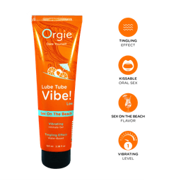 Orgie - Lube Tube Vibe! Sex On The Beach 3合1 酥麻跳動可食用潤滑液 性感海灘雞尾酒味 - 100ml