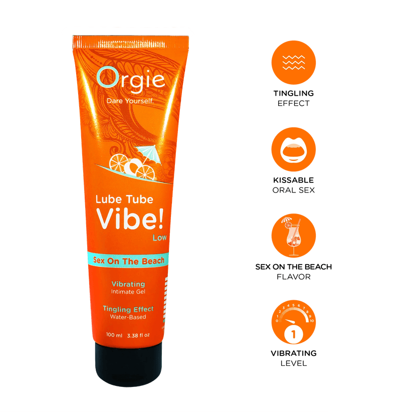 Orgie - Lube Tube Vibe! Sex On The Beach 3合1 酥麻跳動可食用潤滑液 性感海灘雞尾酒味 - 100ml