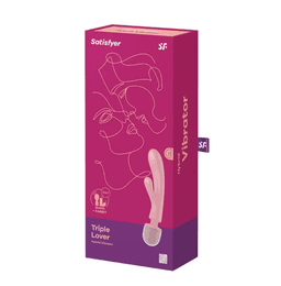 Satisfyer - Triple Lover 兔耳+AV 雙頭按摩棒 - 粉紅色