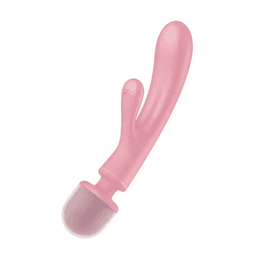 Satisfyer - Triple Lover 兔耳+AV 雙頭按摩棒 - 粉紅色