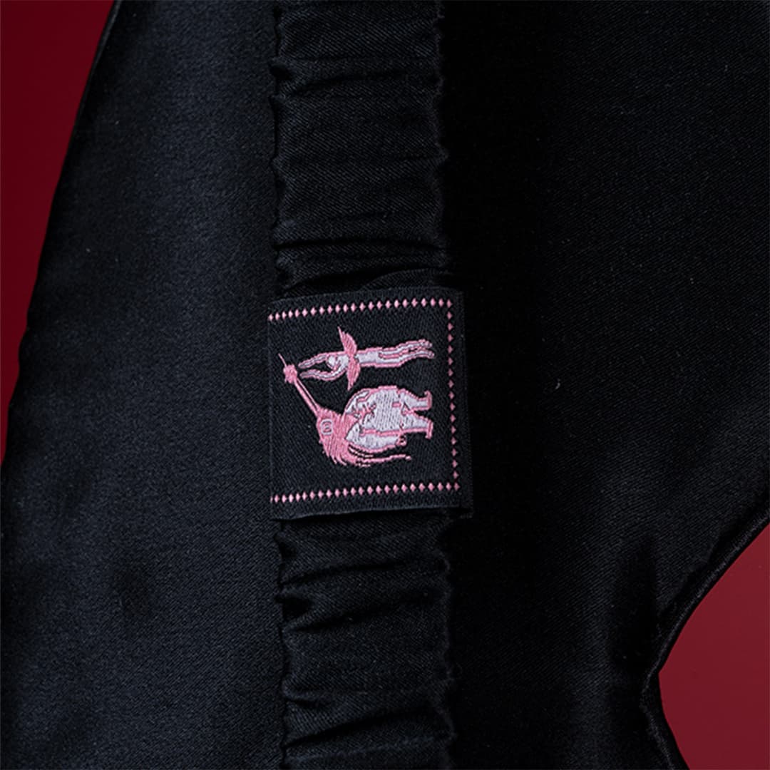 UPKO 刺繡桑蠶絲眼罩 黑色