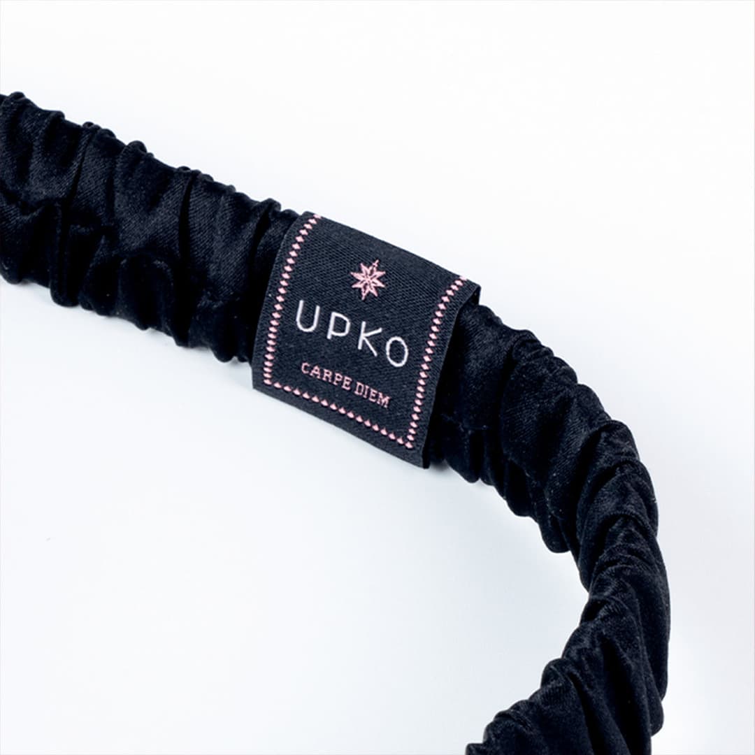 UPKO 刺繡桑蠶絲眼罩 黑色