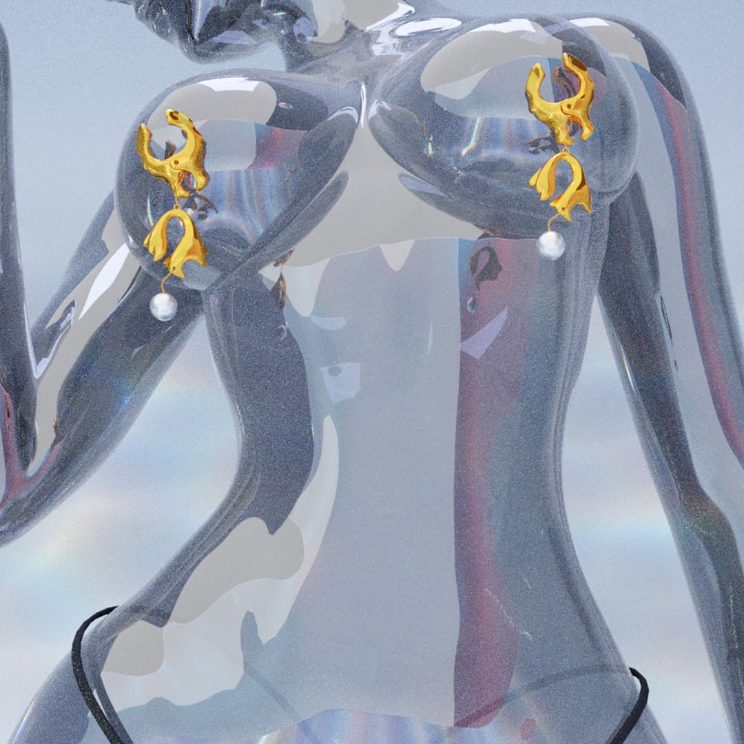 UPKO "Moist Eyes" 珍珠乳夾(3.94吋)