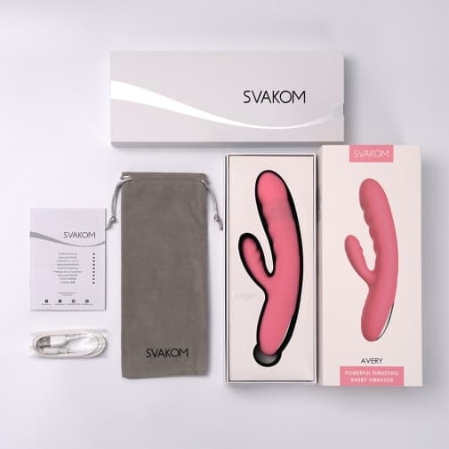 SVAKOM - Avery 抽插式兔耳按摩棒 - 草莓粉